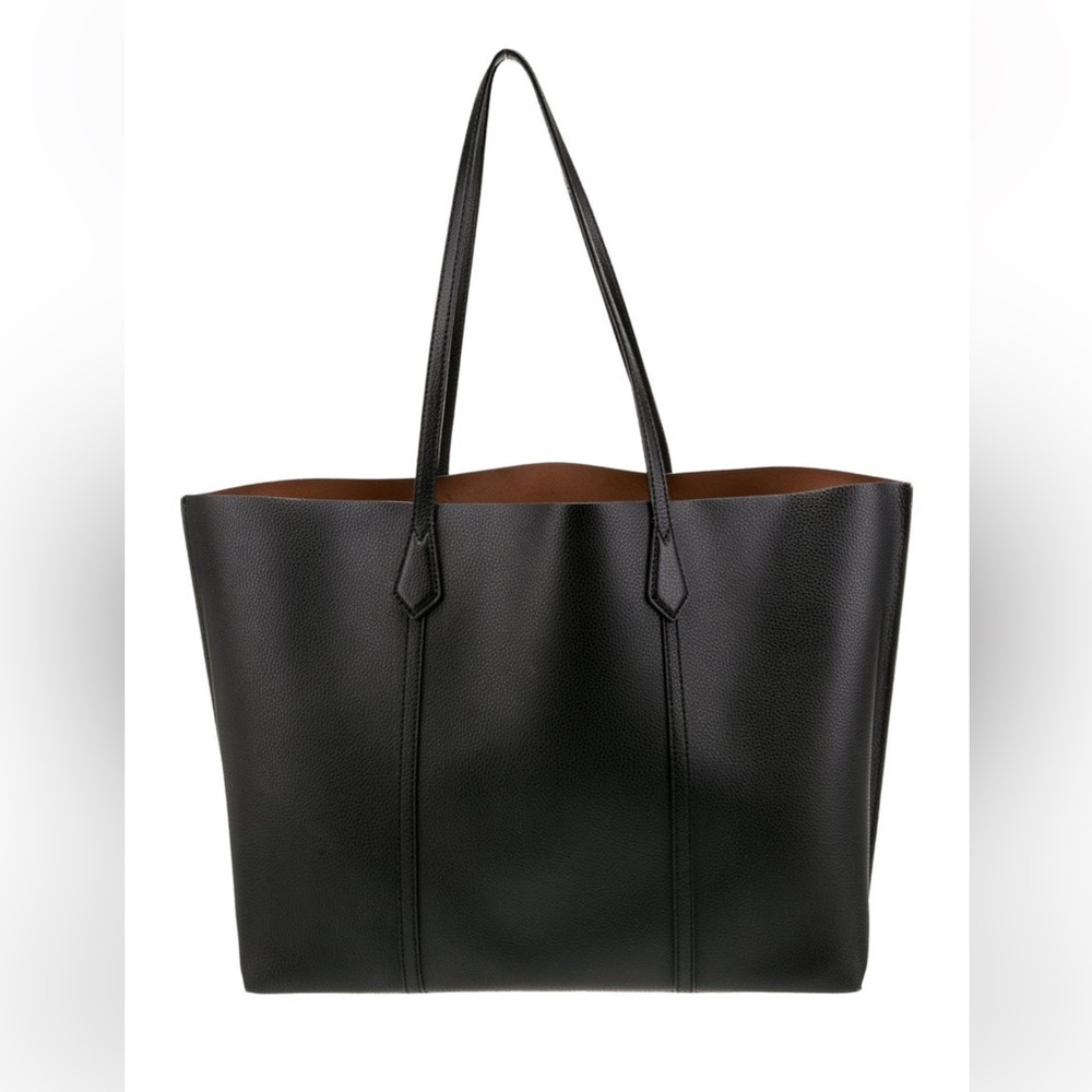 Tory Burch Black Leather Reversible Tote with Brown Interior